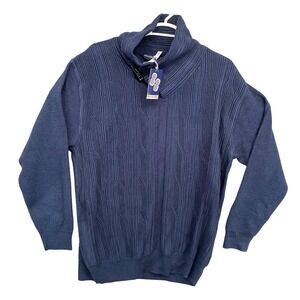 Michael Irvin 88 Men's 3X Navy Blue Cable Knit Shawl Collar Sweater